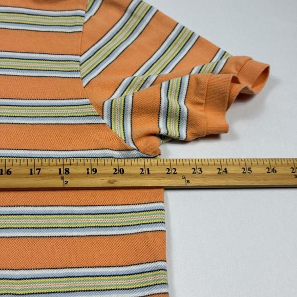 Polo Ralph Lauren Polo Shirt Mens Medium Orange Striped Cotton Golf Casual - Picture 8 of 10